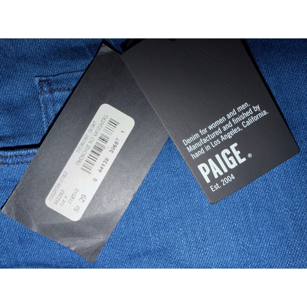 NWT PAIGE Deirdre Denim Skirt Frenchie No Whiskers Blue Pencil Midi Size 29 - Picture 4 of 12